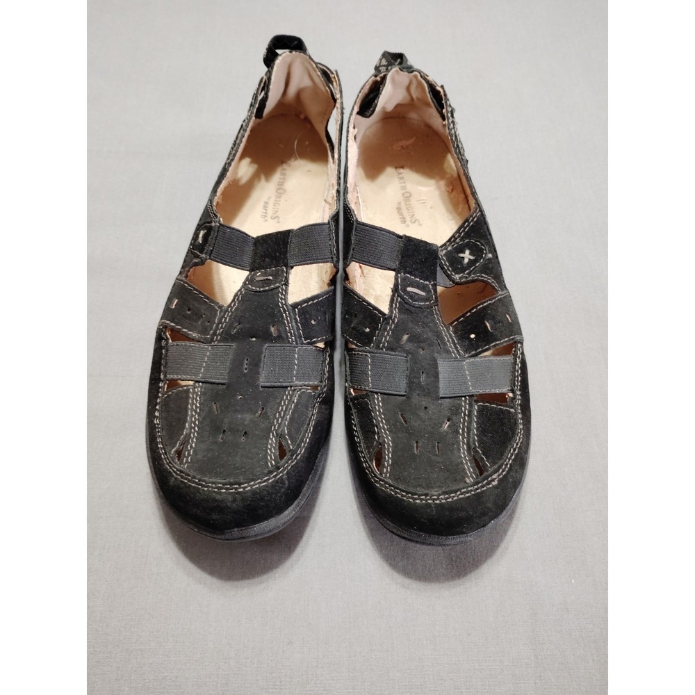 Earth Origins Carissa 2015S Black Suede Slip On Shoes Comfy Travel Walking 10M**